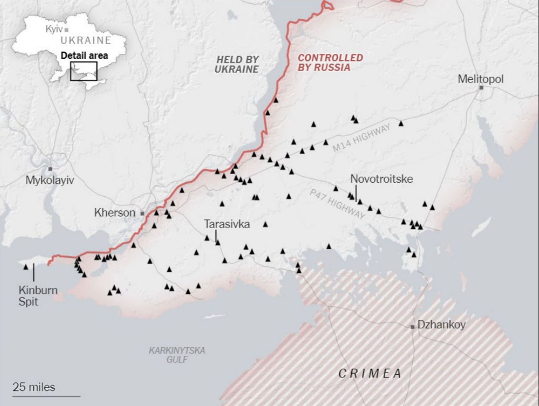 The system of defense fortifications on the territory of the Kherson region occupied by Russian troops